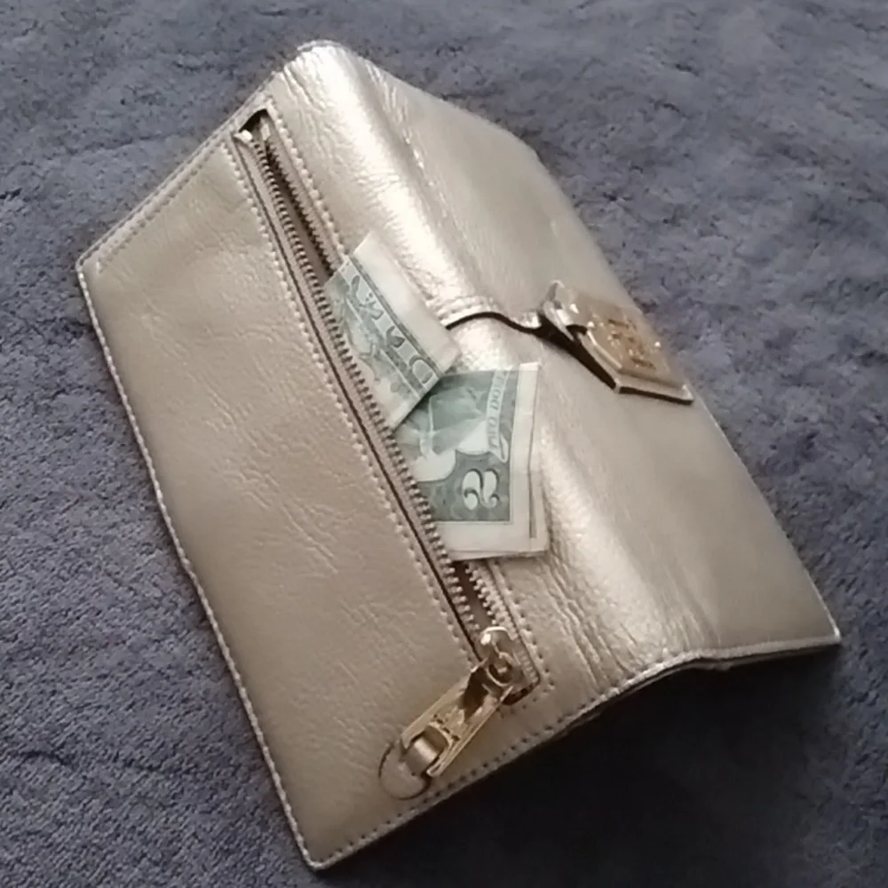 Ralph Lauren  Gold Leather Wallet Sz 7